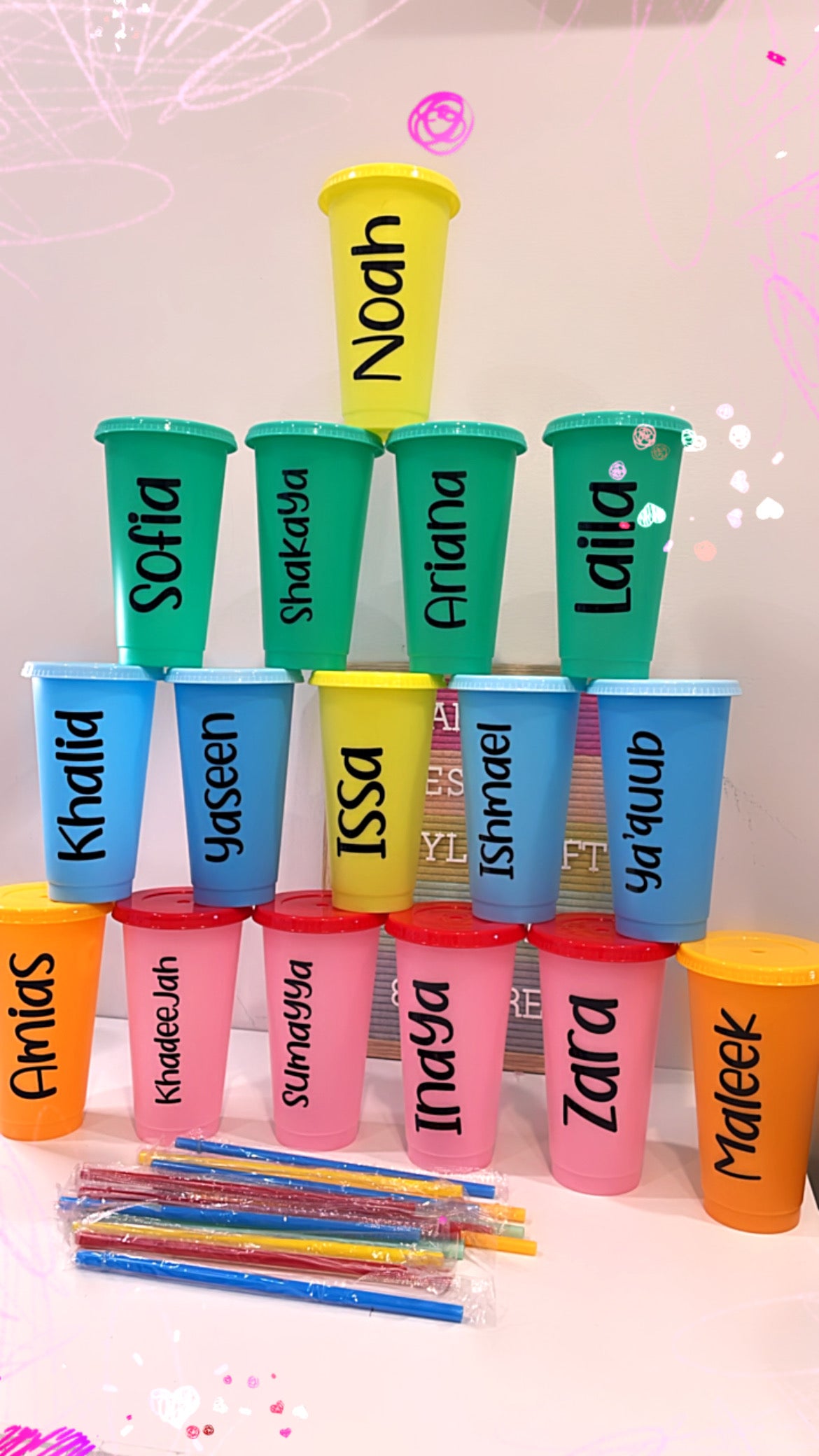 Colour Change Cups (Set of 5) 24Oz - FARYAL DESIGNS PTY LTD