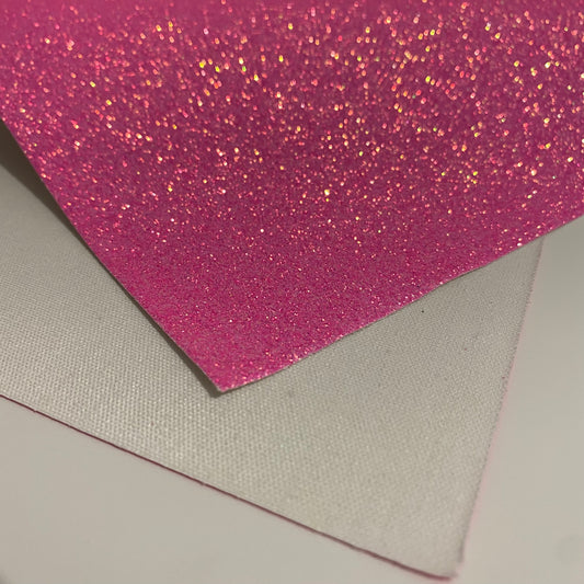 Hot Pink Fine Glitter Faux Leather