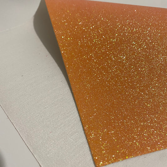 Orange Fine Glitter Faux Leather