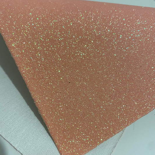 Peach Fine Glitter Faux Leather