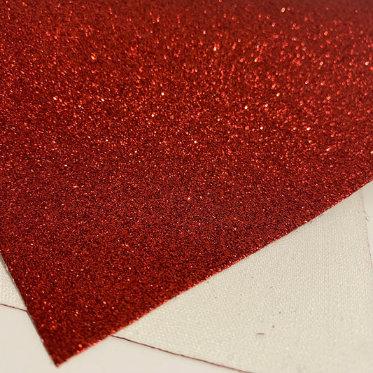 Red Fine Glitter Faux Leather
