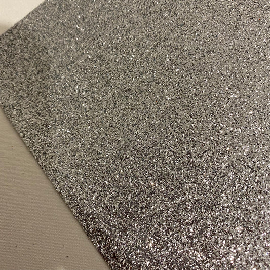 Silver Fine Glitter Faux Leather