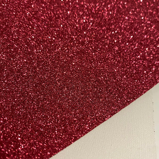 Strawberry Red Fine Glitter Faux Leather
