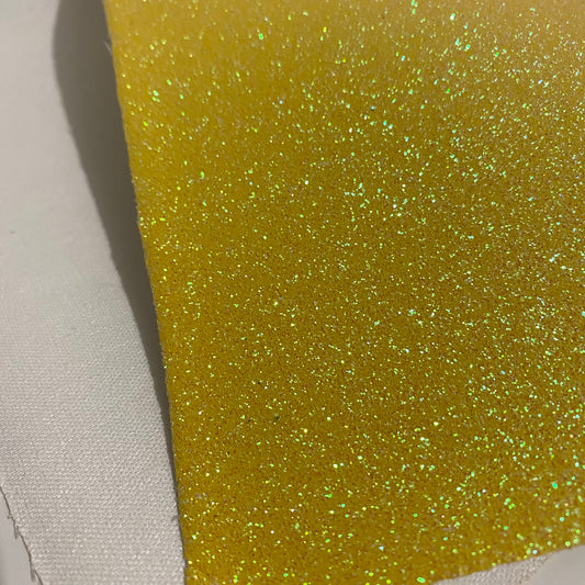 Sun Yellow Fine Glitter Faux Leather