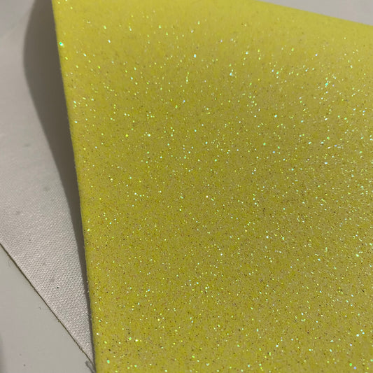 Yellow Fine Glitter Faux Leather